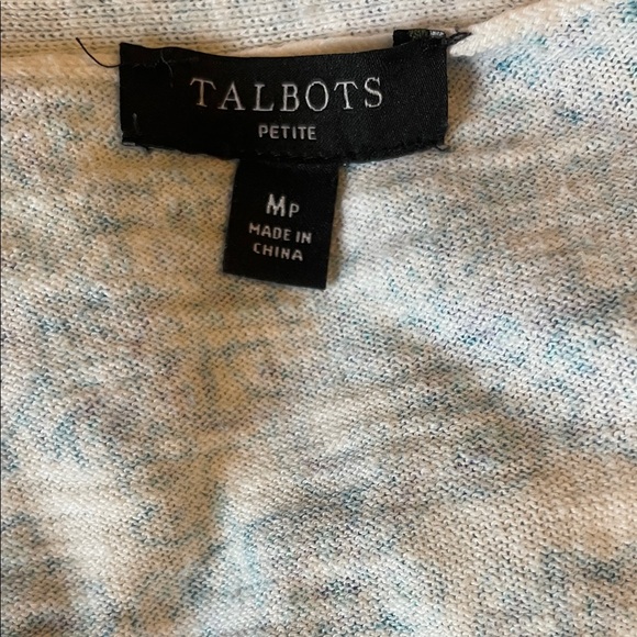 Talbots Blue and White Paisley Sweater Size Medium Petite - Picture 3 of 6